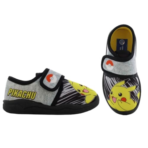 Leomil Pokémon Hausschuhe Jungen Pantoffeln Kinder 30, Ideal für Kindergarten oder Zuhause, Grau von Leomil