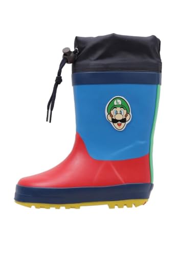 Leomil SUPER MARIO Gummistiefel Jungen von 2 bis 8 Jahre, Gefütterte Warme Regenschuhe für Kinder 2 EU, Hohe Wasserdichte Regenstiefel mit Mario Motiv, Mädchen Schlupfstiefel für Nasse und Kalte Tage von Leomil