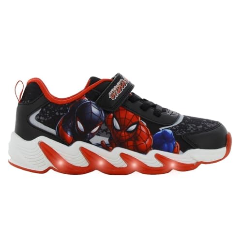 Leomil Spiderman Blinkschuhe Jungen Spiderman Schuhe Kinder 33, Ideal for Schule und Freizeit, Schwarz von Leomil