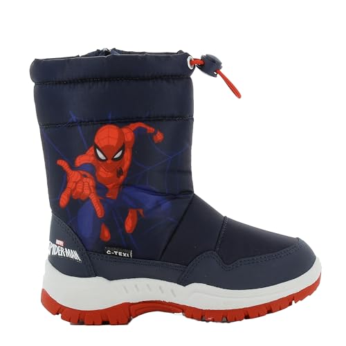 MARVEL SPIDERMAN Gefütterte Winterstiefel Junge bis 8 Jahre, Schneestiefel für Kinder mit Spider-Man Motiv 25 EU, Hohe Warme Wasserfeste Winterschuhe Jungen ideal für Verschneite und Kalte Tage von Leomil