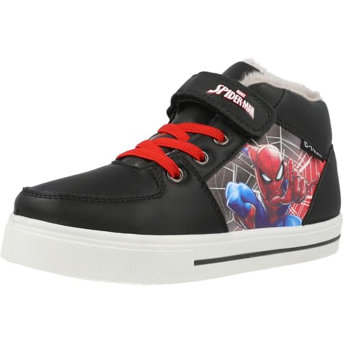 Marvel Spiderman Gefütterte Turnschuhe für Jungen von 2 bis 8 Jahre, Winterschuhe für Kinder mit Spider-Man Motiv 25 EU, Wasserfest und mit Klettverschluss, Ideal für Nasse oder Kalte Tage, Schwarz von Leomil