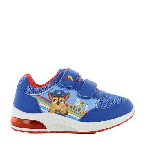 PAW PATROL Kinderschuhe mit Licht von 2 bis 6 Jahre, LED Leuchtschuhe Jungen und Mädchen 24 EU mit Chase und Marshall Motiv, Turnschuhe mit Klettverschluss, Sneaker ideal fur Schule und Freizeit, Blau von Leomil