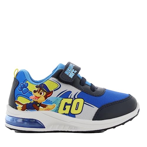 PAW PATROL Kinderschuhe mit Licht von 2 bis 6 Jahre, LED Leuchtschuhe Jungen und Mädchen 29 EU mit Chase und Marshall Motiv, Turnschuhe mit Klettverschluss, Sneaker ideal fur Schule und Freizeit, Blau von Leomil