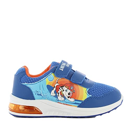 PAW PATROL Kinderschuhe mit Licht von 2 bis 6 Jahre, LED Leuchtschuhe Jungen und Mädchen 25 EU mit Chase und Marshall Motiv, Turnschuhe mit Klettverschluss, Sneaker ideal fur Schule und Freizeit, Blau von Leomil