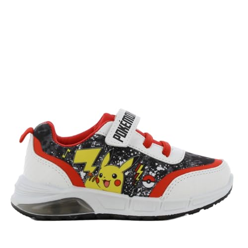 Pokemon Blinkschuhe Jungen von 3 bis 9 Jahre, Niedriger Leuchtschuhe 30 EU mit Licht für Kinder, Lustige LED Turnschuhe für Junge mit Klettverschluss, ideal for Schule und Freizeit, Rot von Leomil