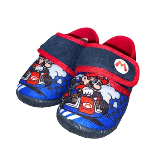 SUPER Mario Hausschuhe Junge und Mädchen von 2 bis 8 Jahre, Lustige Hauspatschen mit Mario Motiv 26 EU, Pantoffeln Jungs mit Klettverschluss, Mario Kart Puschen, ideal fur Kindergarten, Blau SUPER Mario Hausschuhe Junge und Mädchen von 2 bis 8 Jahre, Lustige Hauspatschen mit Mario Motiv 26 EU, Pantoffeln Jungs mit Klettverschluss, Mario Kart Puschen, ideal fur Kindergarten, Blau von Leomil