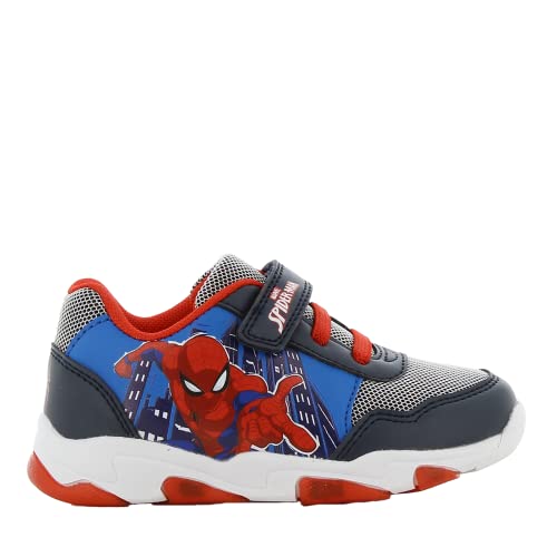 Spiderman Blinkschuhe Jungen von 2 bis 8 Jahre, Niedriger Leuchtschuhe mit Licht für Kinder 30 EU, Lustige LED Marvel Turnschuhe für Junge mit Klettverschluss, ideal for Schule und Freizeit von Leomil