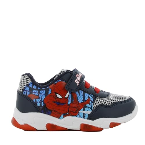 Spiderman Blinkschuhe Jungen von 2 bis 8 Jahre, Leuchtschuhe mit Licht für Kinder 25 EU, Lustige LED Marvel Turnschuhe für Junge mit Klettverschluss, ideal for Schule und Freizeit von Leomil