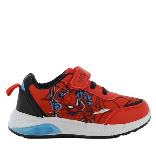 Spiderman Blinkschuhe Jungen von 2 bis 8 Jahre, Leuchtschuhe mit Licht für Kinder 25 EU, Lustige LED Marvel Turnschuhe für Junge mit Klettverschluss, ideal for Schule und Freizeit von Leomil