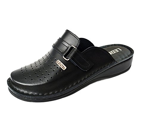 LEON V230 Komfortschuhe Lederschuhe Pantolette Clog Herren, Schwarz, EU 43 von LEON