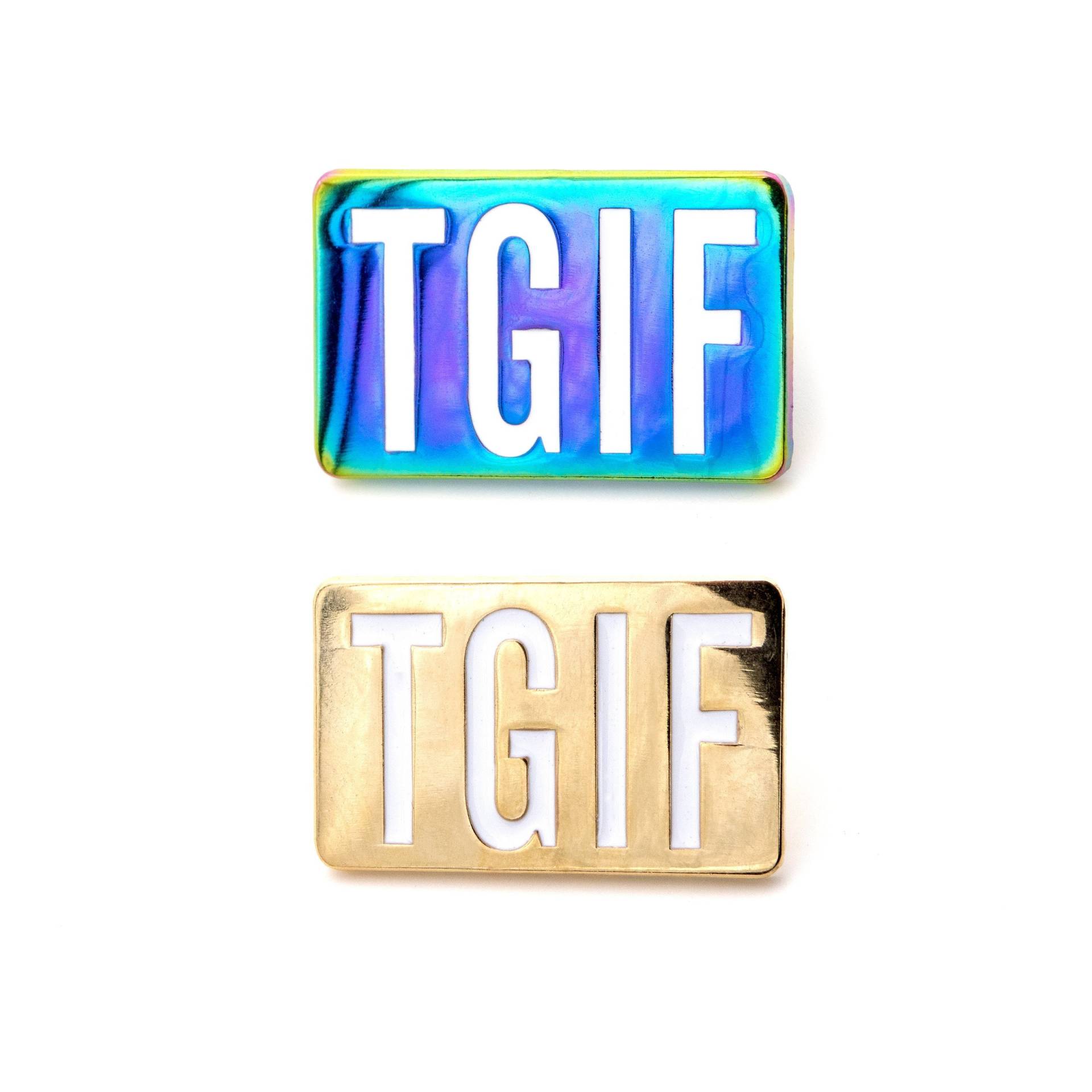 Tgif-Hart-Emaille-Pin - Gott Sei Dank Ist Es Freitag, Goldener Und Regenbogenfarbener Metall-Emaille-Pin Tgif-Hart-Emaille-Pin - Gott Sei Dank Ist Es Freitag, Goldener Und Regenbogenfarbener Metall-Emaille-Pin von LeonRomerStore