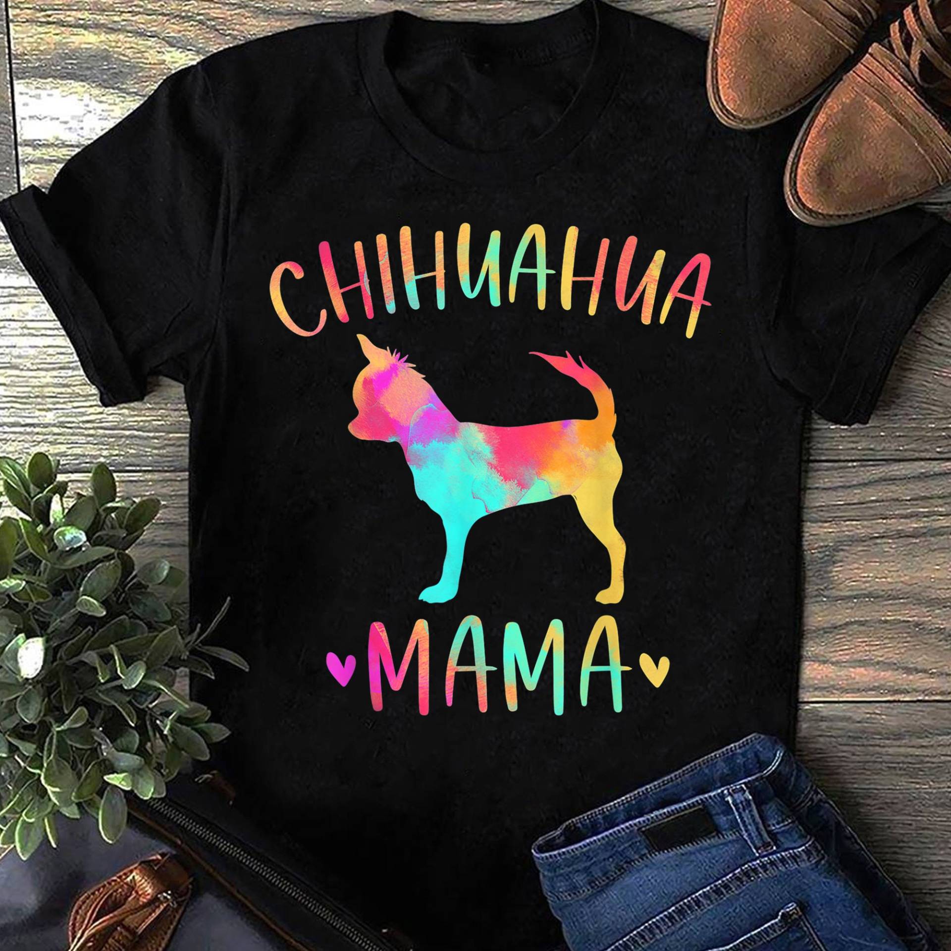 Chihuahua Mama Bunte Chi-Chi Geschenke Hund T-Shirt - Lustiges T-Shirt, Hundeliebhaber Besitzer Geschenk Shirt von LeonaTee
