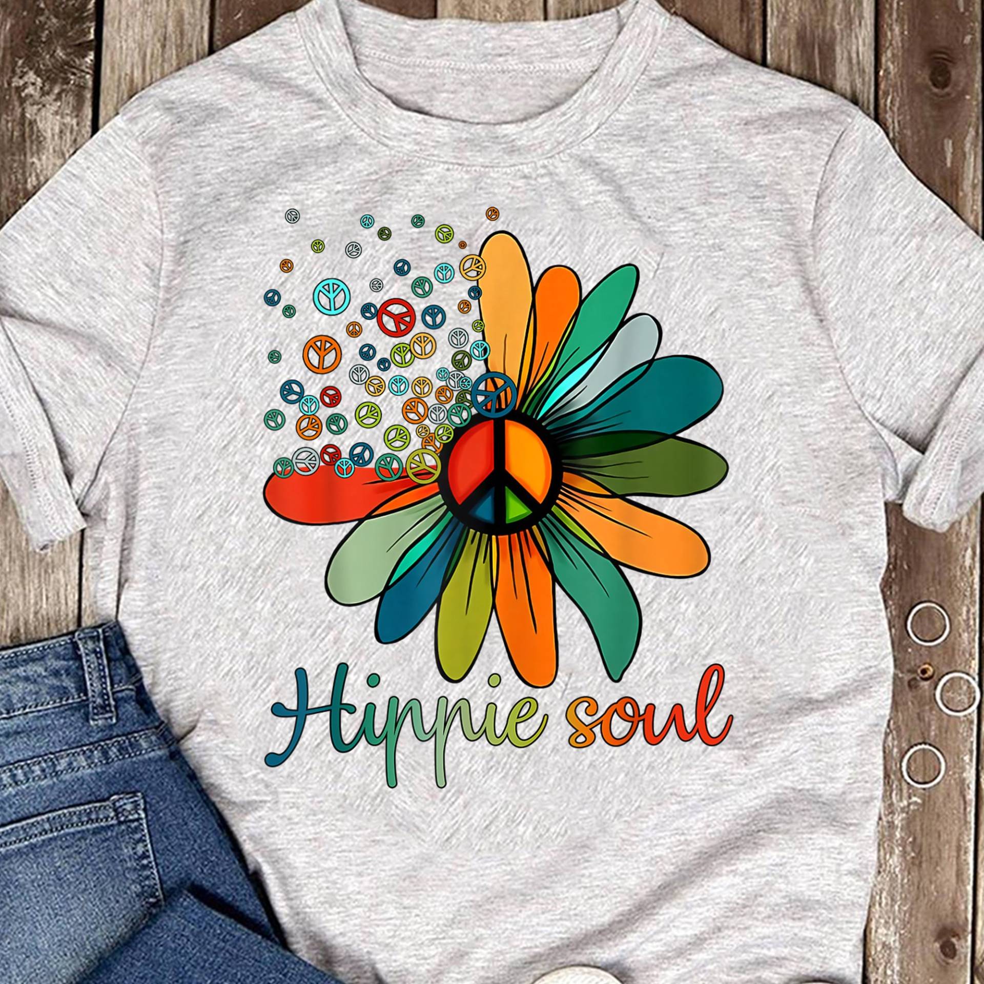 Daisy Peace Sign Hippie Soul Tshirt Blumen Liebhaber Geschenke T-Shirt - Shirt, Love, Life von LeonaTee