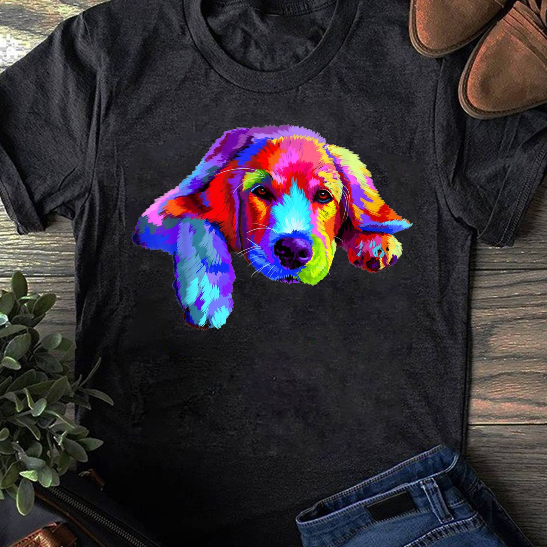 Golden Retriever Hund Aquarell Lustiges Gesicht T-Shirt - Hunde Shirt, Sind Mein Liebling, Mama, Hundeliebhaber Geschenk von LeonaTee