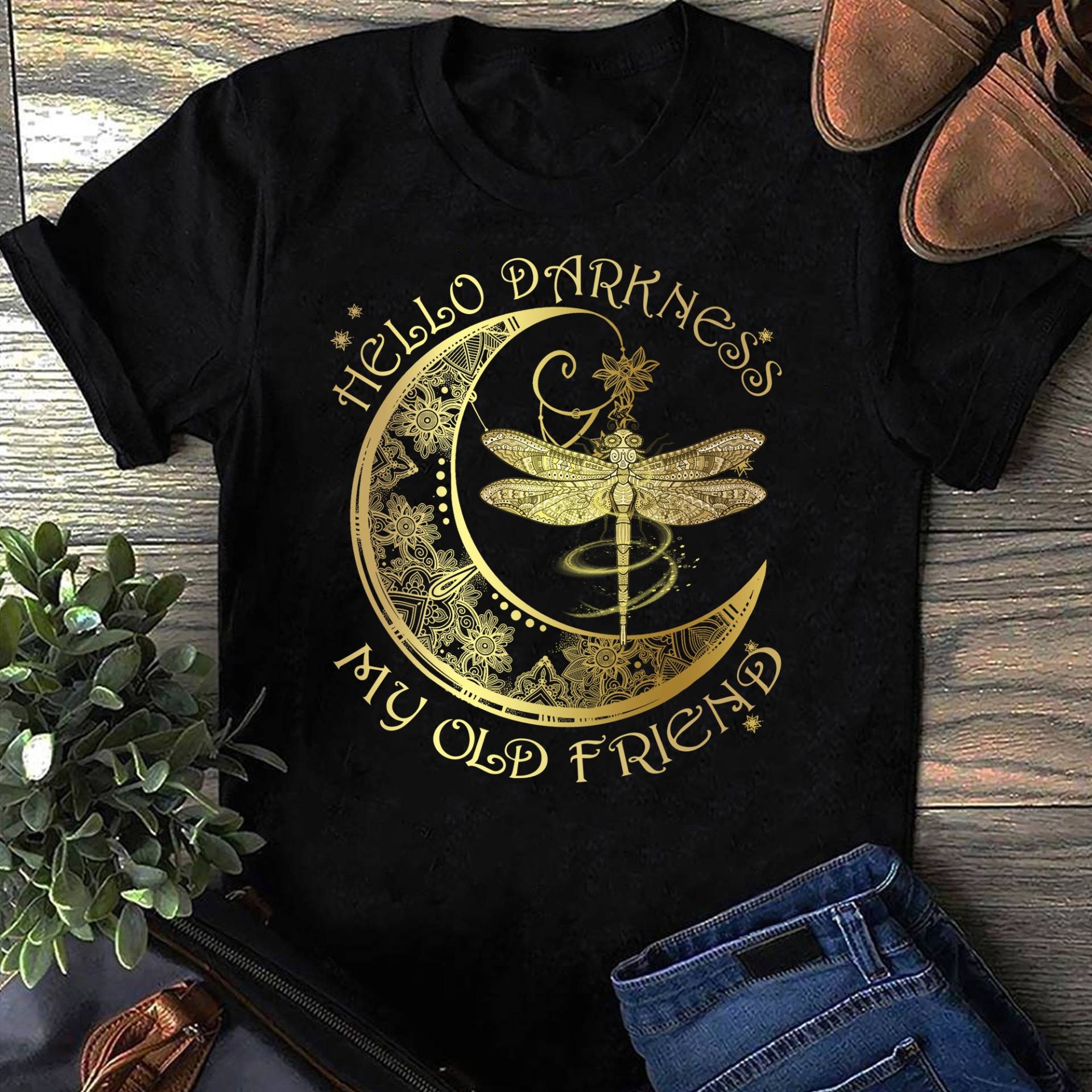 Hello Darkness My Old Friend - Hippie Shirt, Soul Peace Love, Life von LeonaTee