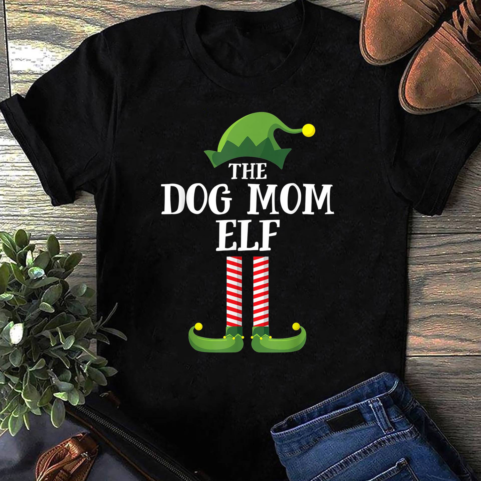 Hund Mama Elfe Passende Familiengruppe Weihnachtsfeier Pyjama T-Shirt - Geschenk Für Hundeliebhaber Lustiger Muttertag von LeonaTee