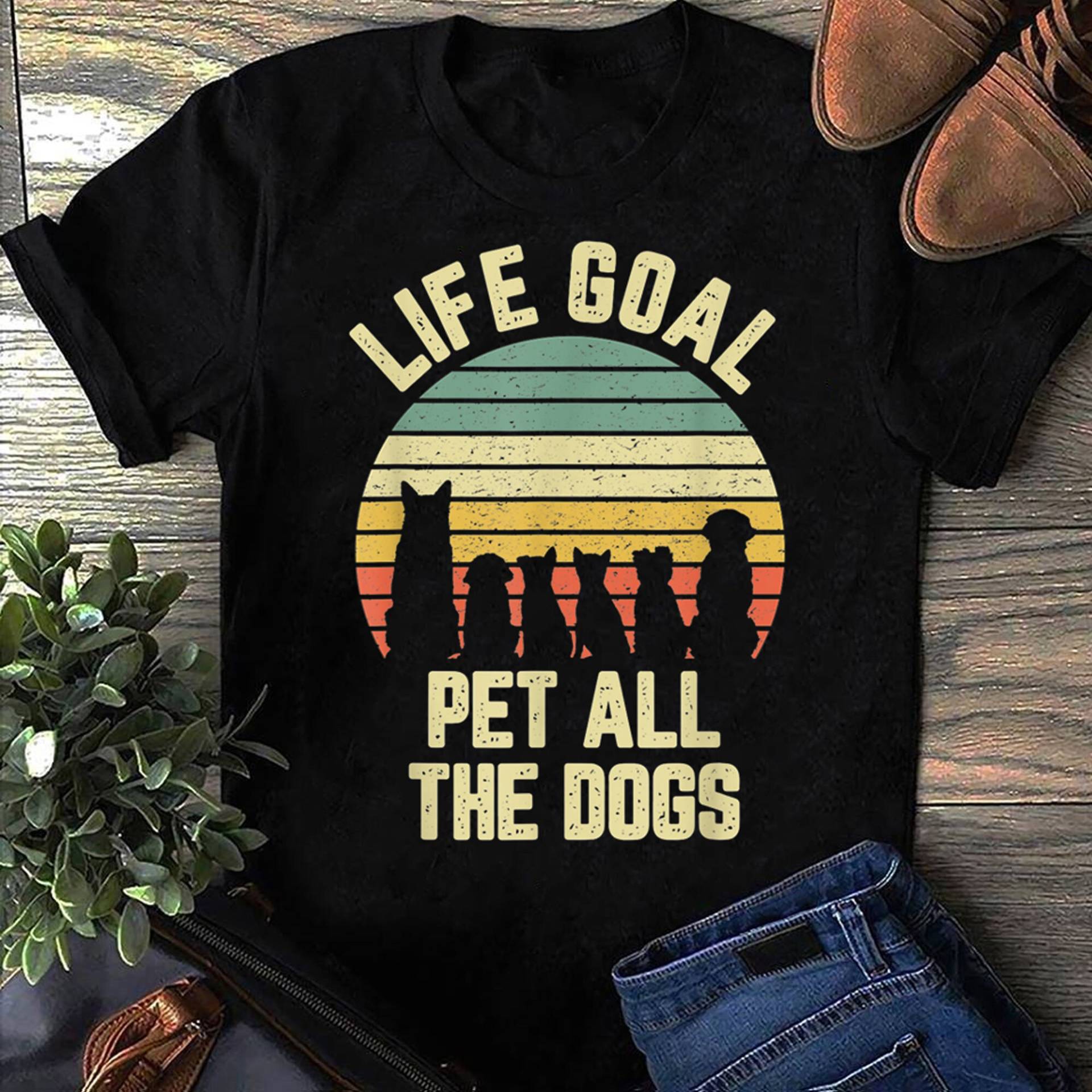 Life Goal Pet All The Dogs Shirt Lustiges Hundeliebhaber Tshirt T-Shirt - Vintage von LeonaTee