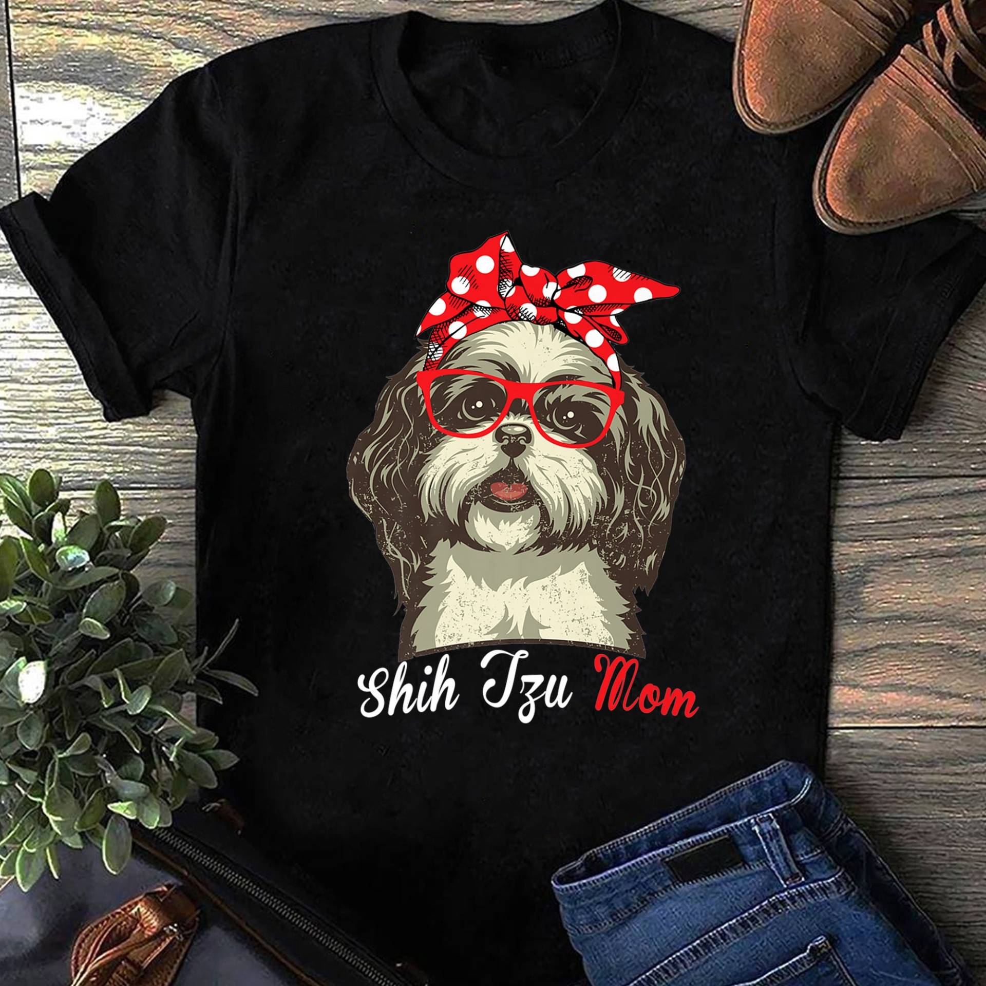 Lustige Shih Tzu Mama Für Hundeliebhaber Premium T-Shirt -Shih Shirt, I Love Mom Hund Geschenk, Liebhaber von LeonaTee