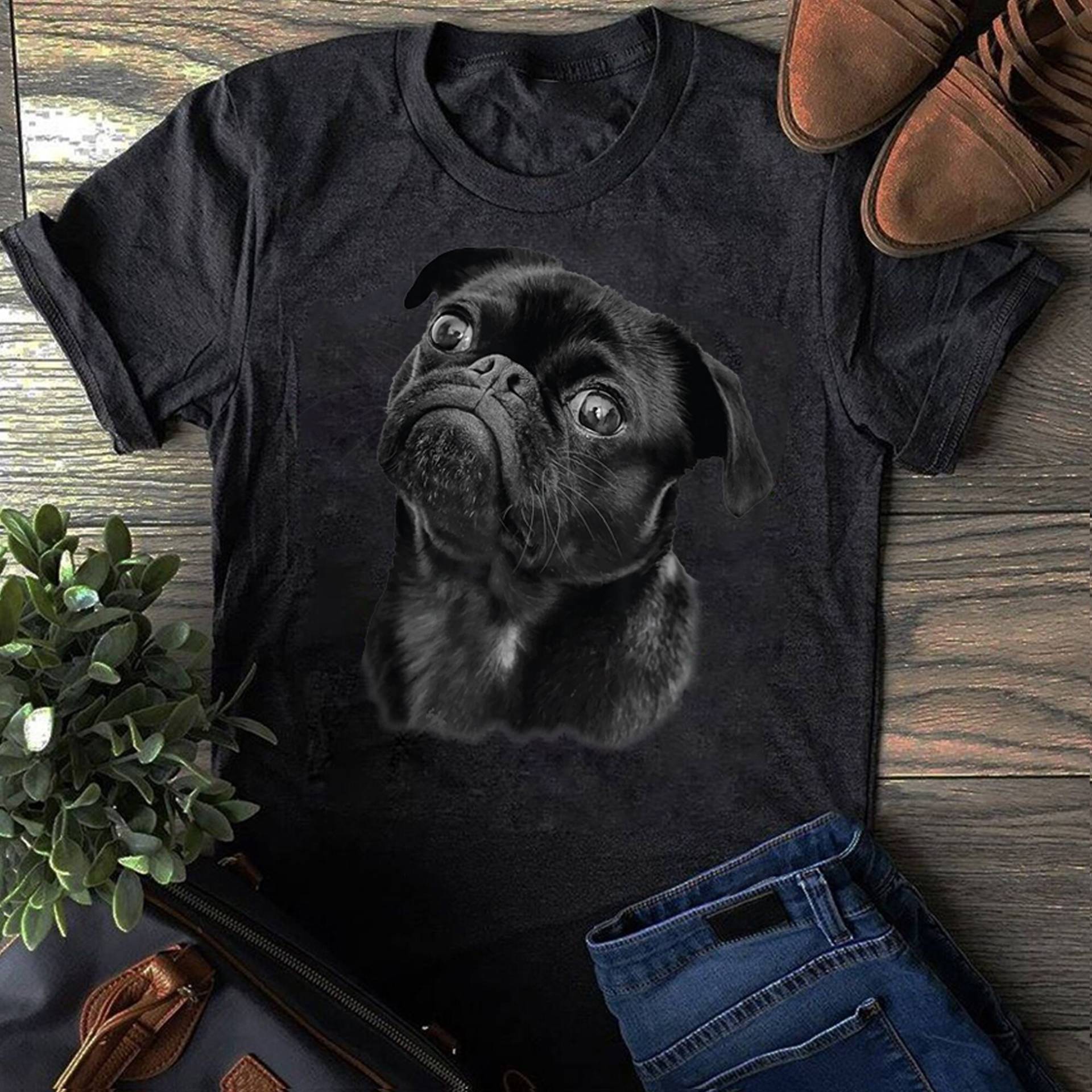 Mops Shirt Für Hund Mama Papa Geschenkidee Lustiges Süßes Schwarzes T-Shirt - Geschenk Hundeliebhaber Lustiger Liebhaber Muttertag von LeonaTee