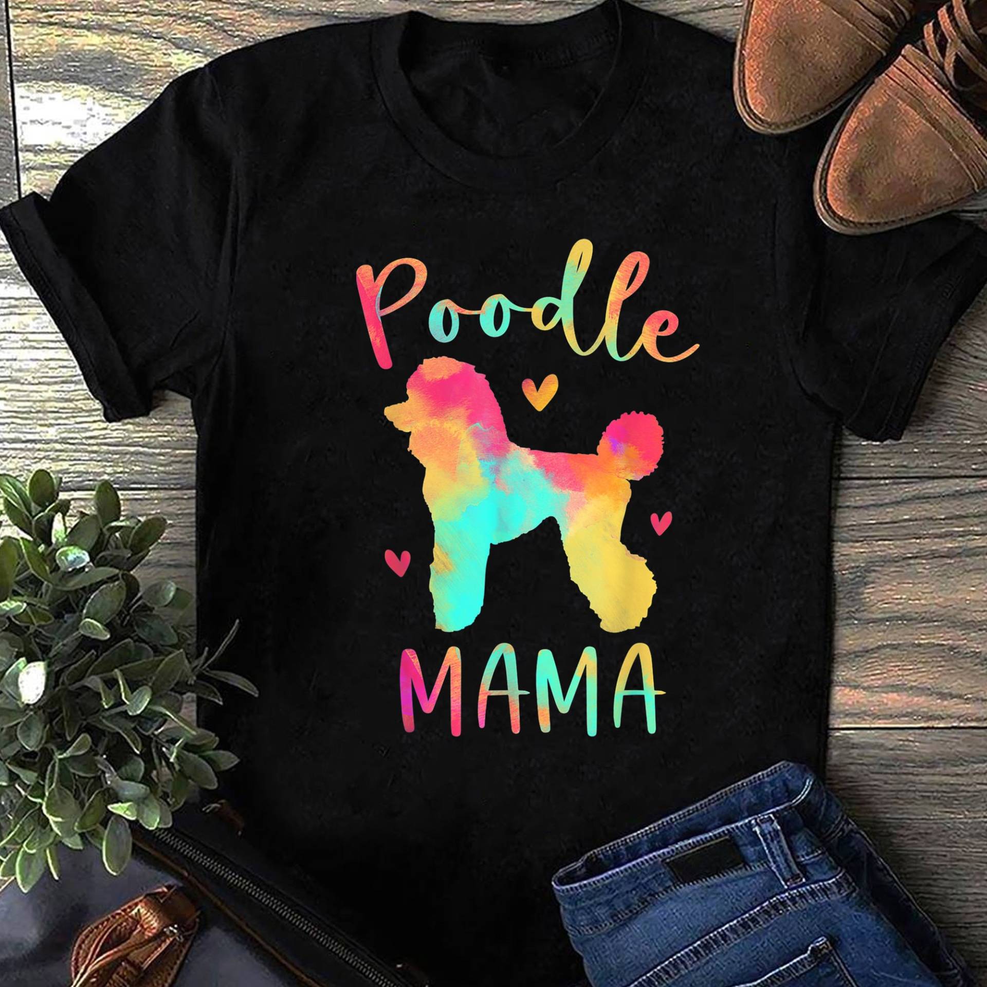 Pudel Mama Bunte Geschenke Hund T-Shirt - Shirt, Retro Geschenk von LeonaTee
