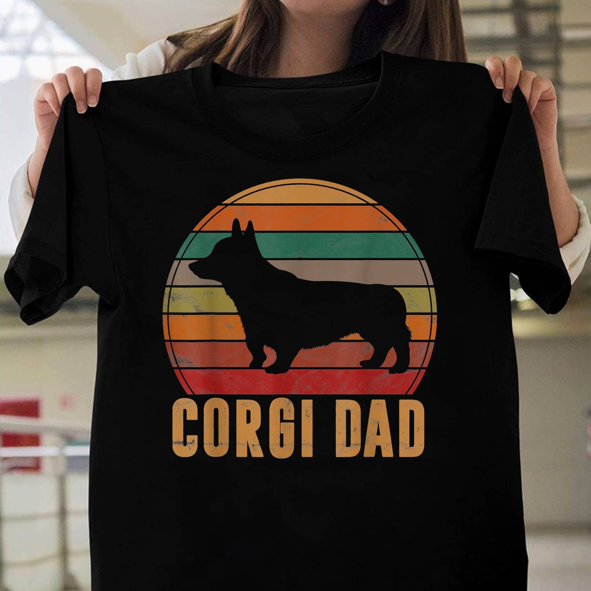 Retro Corgis Papa Geschenk Hundebesitzer Haustier Welsh Vater T-Shirt - Für Hundeliebhaber Lustiger Hund Liebhaber Muttertag von LeonaTee