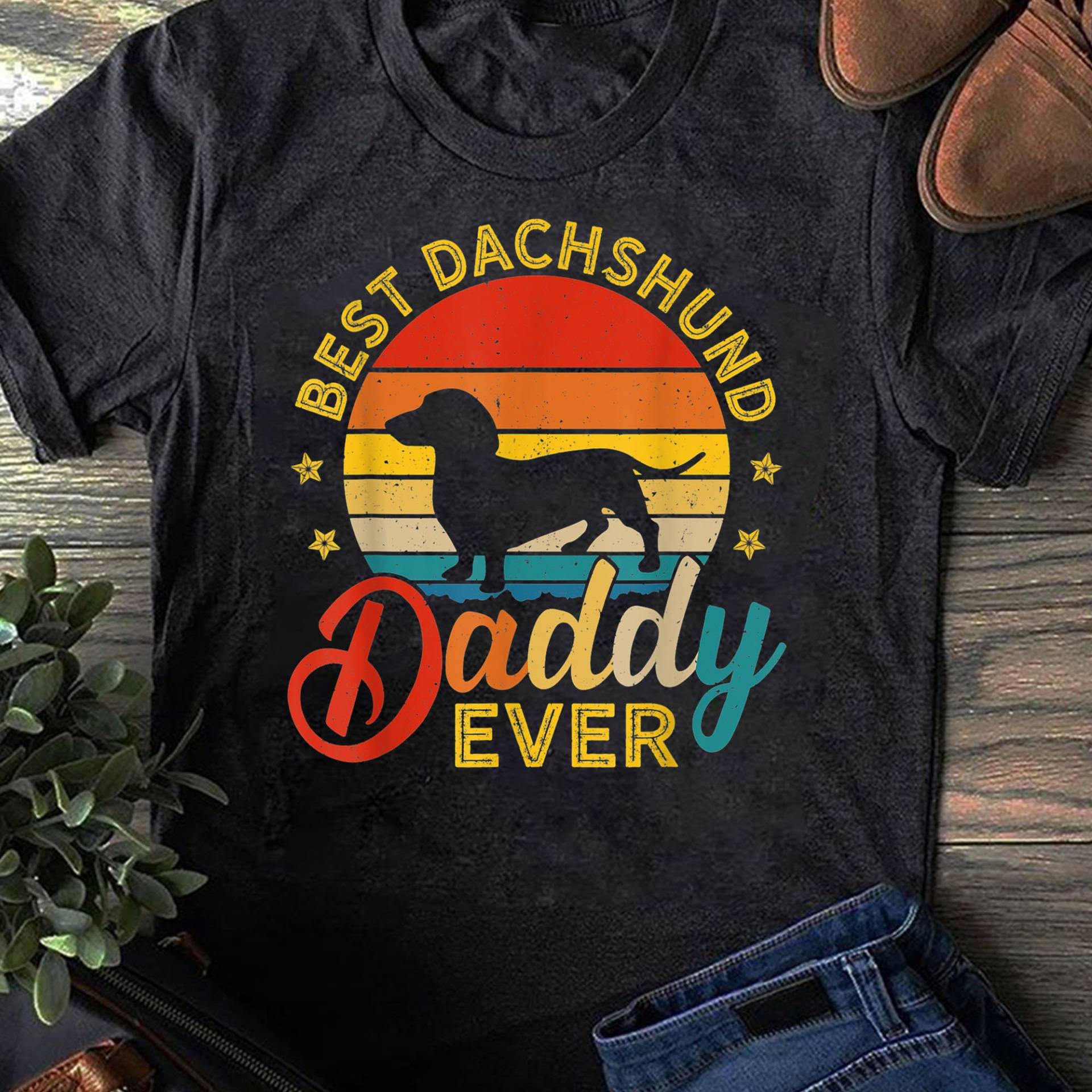 Retro Vintage Best Dackel Daddy Ever Dog Dad T-Shirt - Hundeliebhaber Geschenk Geschenke Für Mama Sie Lustiger von LeonaTee