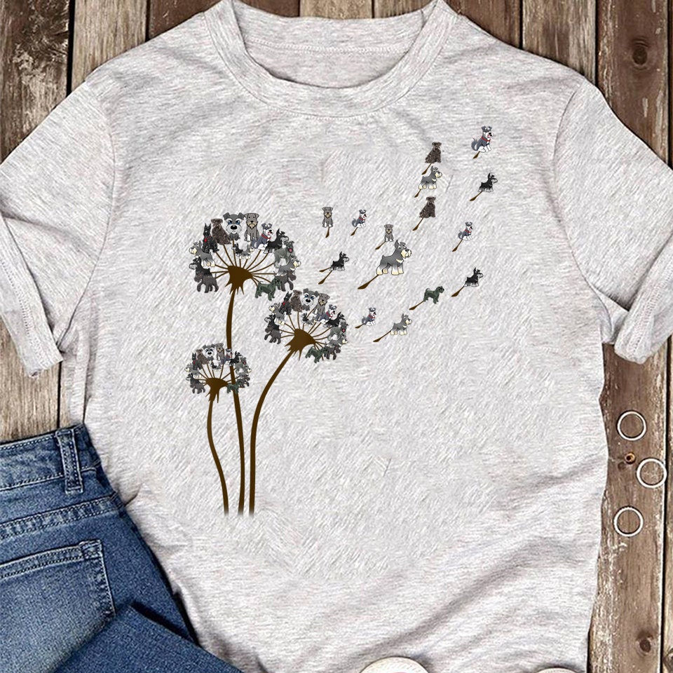 Schnauzer Blütenfliege Pusteblume Lustiges Hundeliebhaber T-Shirt - Lustiger Hund Liebhaber Muttertag von LeonaTee