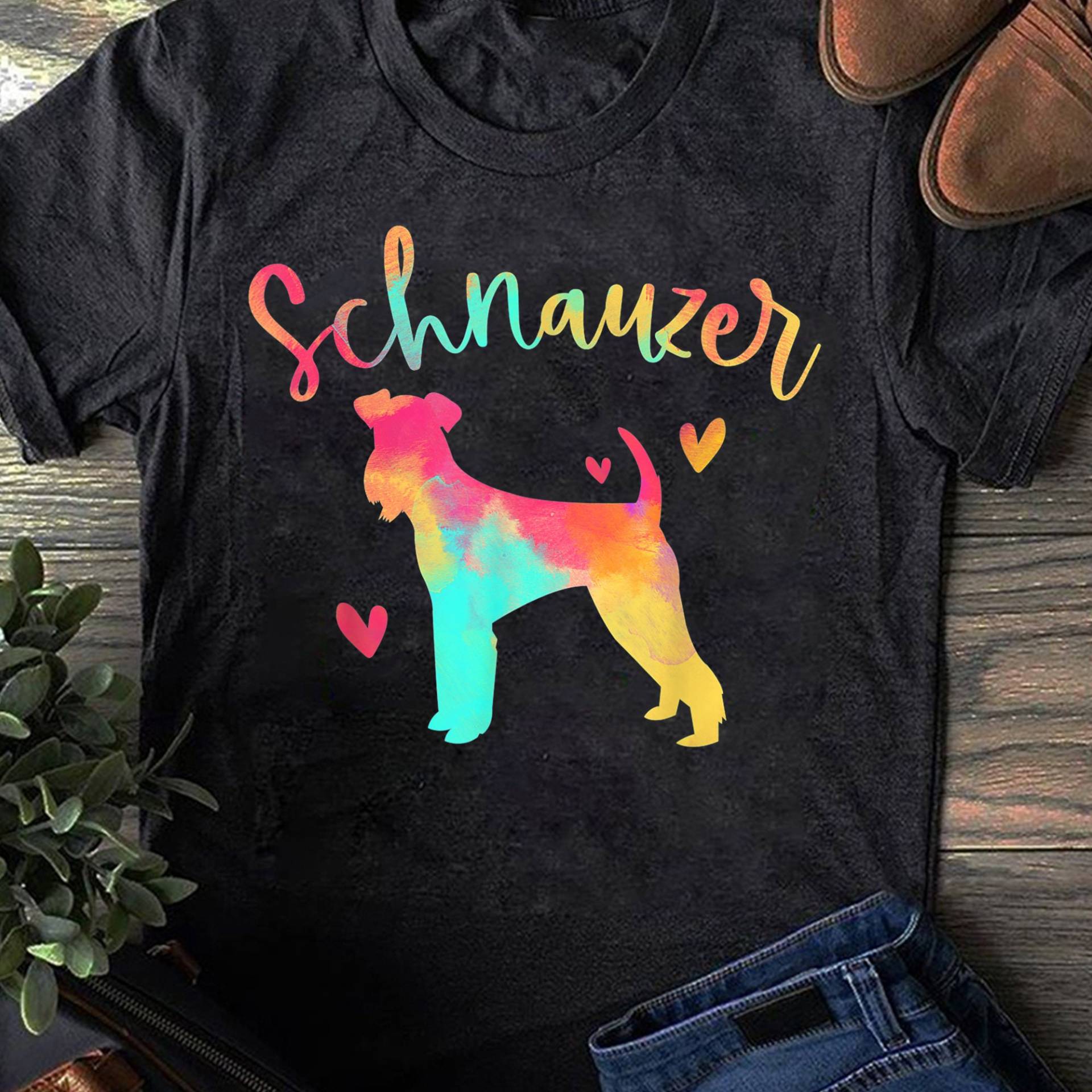 Schnauzer Mama Bunte Geschenke Hund T-Shirt - Riesen Shirt Geschenk Hundeliebhaber von LeonaTee