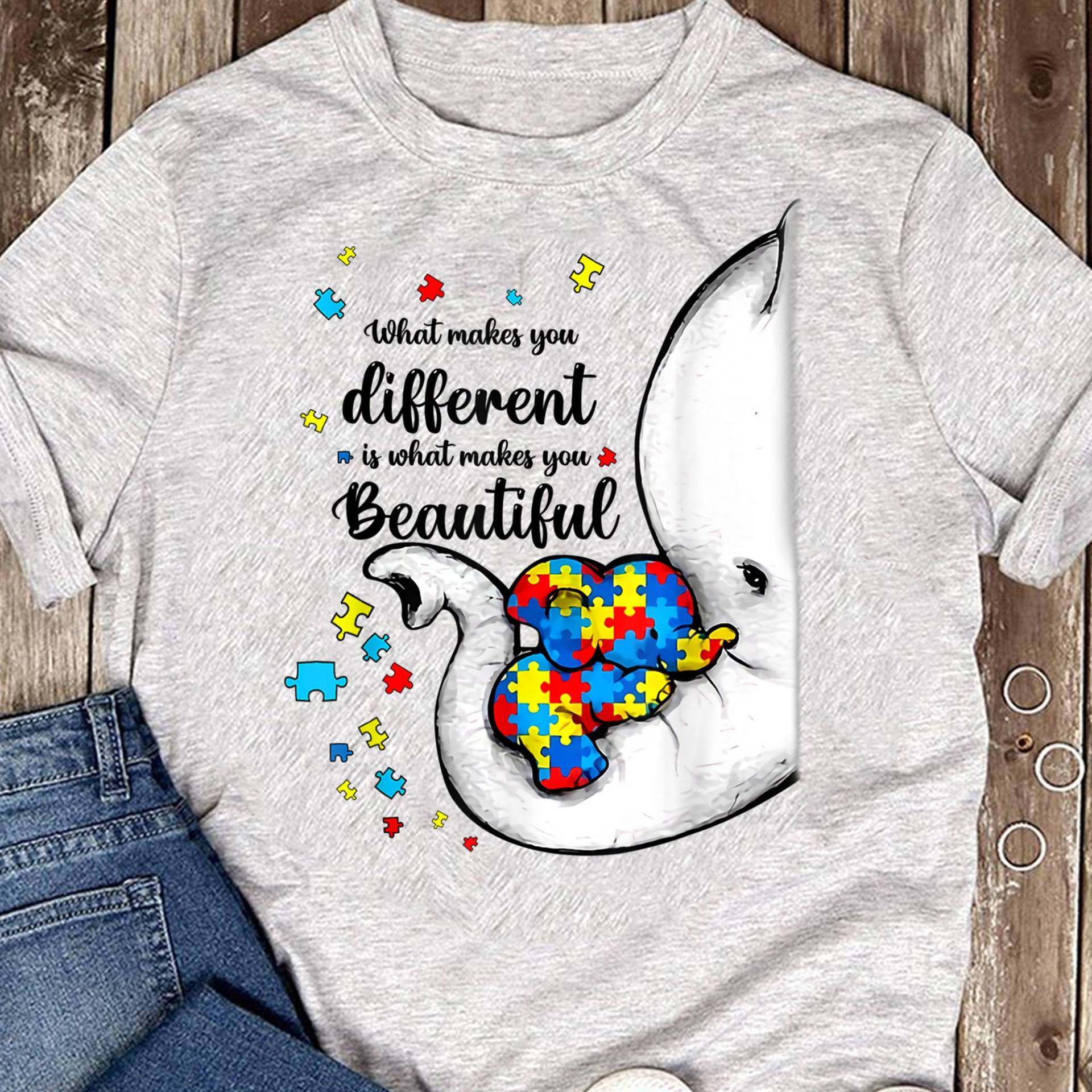 What Makes You Different Elephant Mom Autism Child - Shirt, Awareness Aware, Mother von LeonaTee