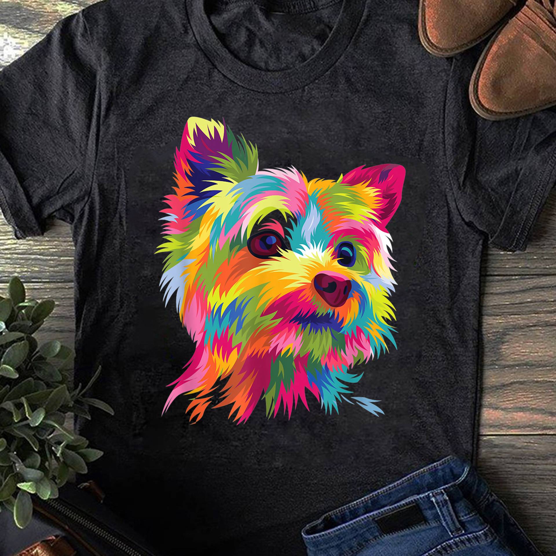 Yorkshire Terrier Funny Yorkie Pop Art Popart Hund Geschenk T-Shirt - Für Hundeliebhaber Lustiger Deutscher Schäferhund Liebhaber Muttertag von LeonaTee