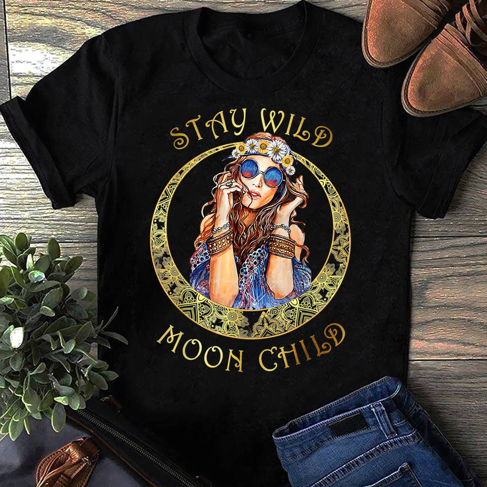 stay Wild Moon Child Hippie Halbmond T-Shirt - Shirt, Soul Peace T-Shirt, Love, Life von LeonaTee