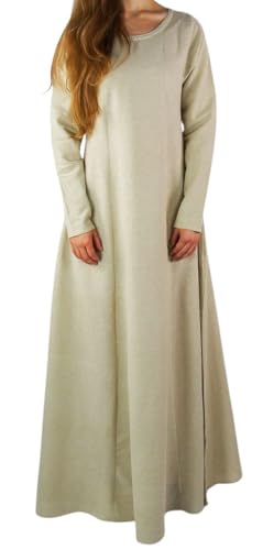 Leonardo Carbone® Damen Kleid Wikinger Unterkleid | Zeitloses Design | Hoher Karneval, Halloween, Cosplay, LARP, Mittelalter, Wikinger | 100% Viskose Hanf L von Leonardo Carbone