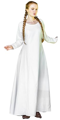 Leonardo Carbone® Damen Kleid Wikinger Unterkleid | Zeitloses Design | Hoher Karneval, Halloween, Cosplay, LARP, Mittelalter, Wikinger | 100% Viskose Natur XL von Leonardo Carbone