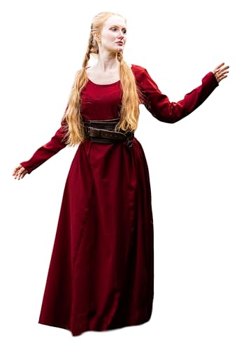 Leonardo Carbone® Damen Kleid Wikinger Unterkleid | Zeitloses Design | Hoher Karneval, Halloween, Cosplay, LARP, Mittelalter, Wikinger | 100% Viskose Rot 2XL von Leonardo Carbone