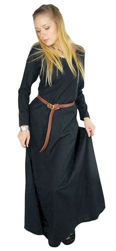 Leonardo Carbone® Damen Kleid Wikinger Unterkleid | Zeitloses Design | Hoher Karneval, Halloween, Cosplay, LARP, Mittelalter, Wikinger | 100% Viskose Schwarz M von Leonardo Carbone