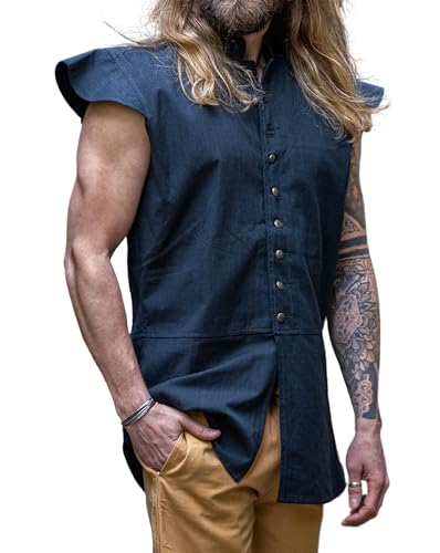 Leonardo Carbone® Herren Klassischer Wams Charles | Elegantes Design | Perfekt Für Rollenspiele | Westen | Jacken Herren | Mittelalter Kleidung | LARP Kostüm | Baumwolle Blau M von Leonardo Carbone