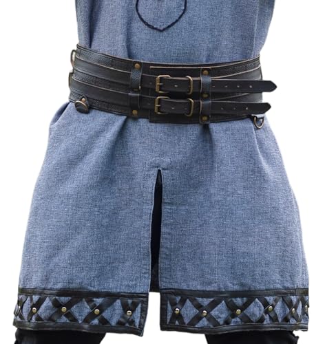 Leonardo Carbone® Unisex Robuster Breiter Wikingergürtel Anike - Ledergürtel Herren, Wikinger Kleidung Herren, Gürtel Damen, LARP, Karneval, Cosplay, Hobbit Kostüm - 100% Echtleder Schwarz von Leonardo Carbone