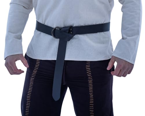 Leonardo Carbone® Unisex Wikinger Ringgürtel aus Robustem Leder Arion - Ledergürtel Herren, Mittelalter Kleidung, Gürtel Damen, LARP, Karneval, Cosplay, Hobbit Kostüm - 100% Echtleder Schwarz von Leonardo Carbone