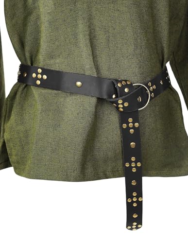 Leonardo Carbone® Unisex Wikinger Ringgürtel aus Robustem Leder Danal - Ledergürtel Herren, Mittelalter Kleidung, Gürtel Damen, LARP, Karneval, Cosplay, Hobbit Kostüm - 100% Echtleder Schwarz von Leonardo Carbone