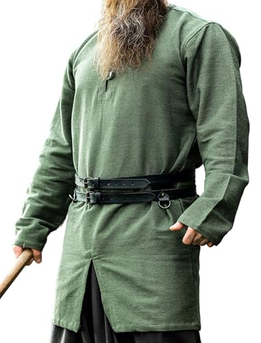 Leonardo Carbone® Wikinger Tunika Balduin - Mittelalter Kleidung Herren, Mittelalter Hemd, Freizeithemden Langarm, Karneval Kostüm Herren, Wikinger Tunika, LARP-Kleidung - 100% Baumwolle Grün XXL von Leonardo Carbone