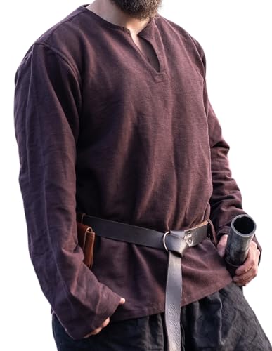 Leonardo Carbone® Wikinger Tunika Ivar - Mittelalter Kleidung Herren, Mittelalter Hemd, Freizeithemden Langarm, Karneval Kostüm Herren, Wikinger Tunika, LARP-Kleidung - 100% Baumwolle Braun S von Leonardo Carbone