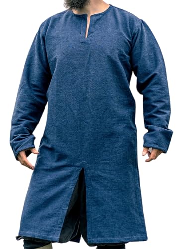 Leonardo Carbone® Wikinger Tunika Lennart - Mittelalter Kleidung Herren, Mittelalter Hemd, Freizeithemden Langarm, Karneval Kostüm Herren, Wikinger Tunika, LARP-Kleidung - 100% Baumwolle Dunkelblau M von Leonardo Carbone