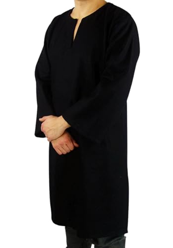 Leonardo Carbone® Wikinger Wolltunika Olvisson - Mittelalter Kleidung Herren, Mittelalter Hemd, Freizeithemden Langarm, Karneval Kostüm Herren, Wikinger Tunika, LARP-Kleidung Schwarz XXL von Leonardo Carbone