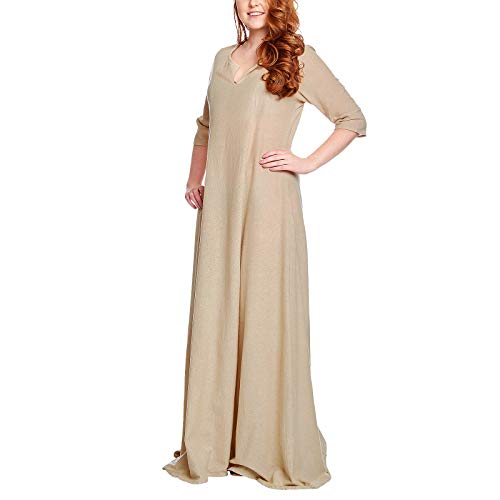 Leonardo Carbone Mittelalter Damen Unterkleid Silja Kurzarm Baumwolle beige - L von Leonardo Carbone