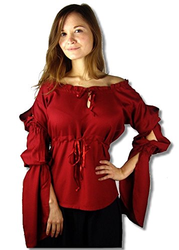 Leonardo Carbone Mittelalter Edle Bluse - Damen Rionora L/rot von Leonardo Carbone