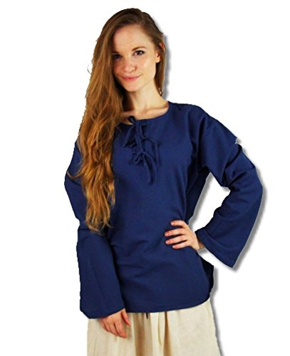 Leonardo Carbone Mittelalter Marktbluse - Damen Irene XXXL/blau von Leonardo Carbone