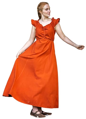 Leonardo Carbone® Damen Kleid Clara | Schulterrüsche Design | Tunnelzug Décolleté | Karneval, Halloween, Cosplay, LARP, Mittelalter, Festkleid, Abendkleid | 100% Baumwolle Rost 2XL von Leonardo Carbone