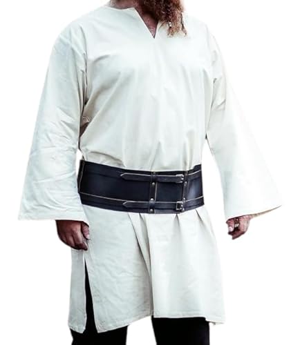 Leonardo Carbone® Wikinger Tunika Thor - Mittelalter Kleidung Herren, Mittelalter Hemd, Freizeithemden Langarm, Karneval Kostüm Herren, Wikinger Tunika, LARP-Kleidung - 100% Baumwolle Natur XXXL von Leonardo Carbone