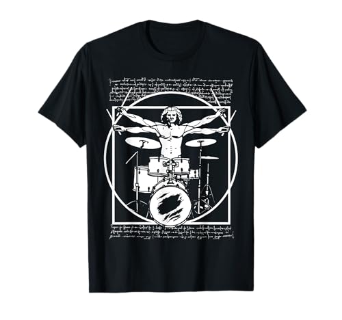 Da Vinci Vitruvian Man Drummer Drum Player T-Shirt Da Vinci Vitruvian Man Drummer Drum Player T-Shirt von Leonardo Da Vinci Rock Star Drum Player Gift