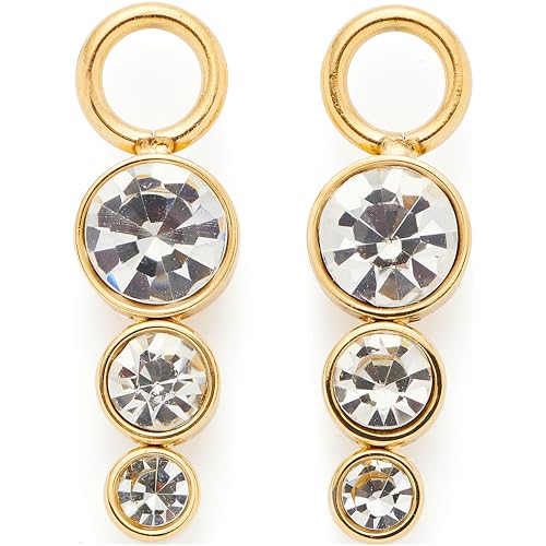 JEWELS BY LEONARDO Anhänger Beauty's Zelda • 1 Paar Charms-Anhänger aus goldfarbenem Edelstahl • drei runde Glassteine • Schmuck Geschenk für Frauen • 024902 von JEWELS BY LEONARDO